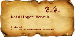 Neidlinger Henrik névjegykártya